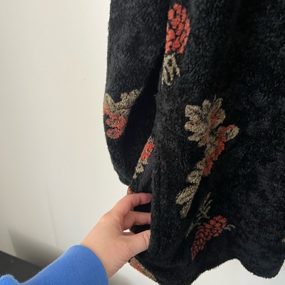 Black Mountain Vintage Black Pine Cone Print Bungee Zip Up Fleece Jacket - Picture 5 of 8